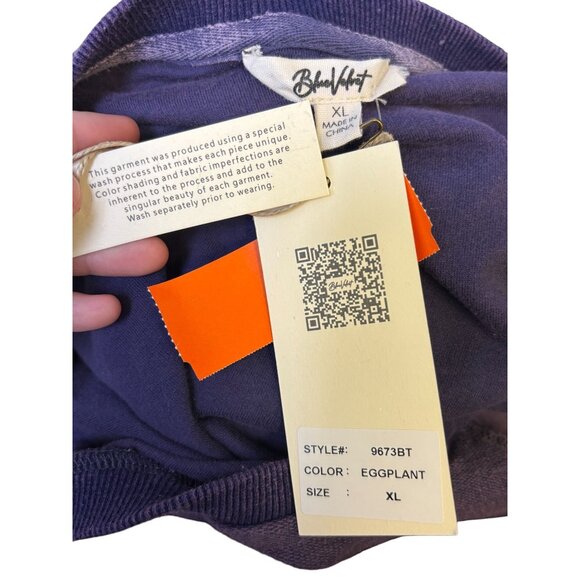 NWT Blue Velvet Embroidered Floral Sweatshirt Purple XL - Picture 6 of 6